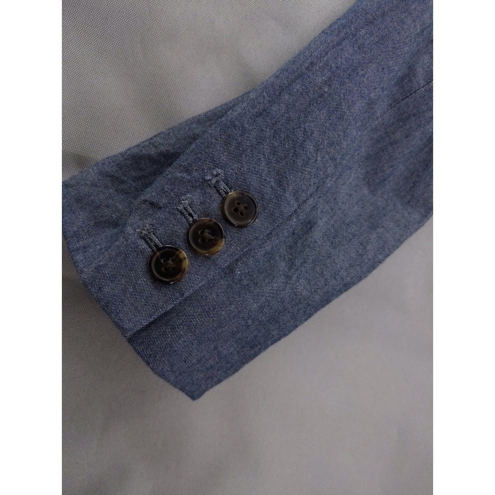 Gap Blazer Women 12 Blue Chambray Cotton Single Button Lightweight Jacket - Picture 6 of 10
